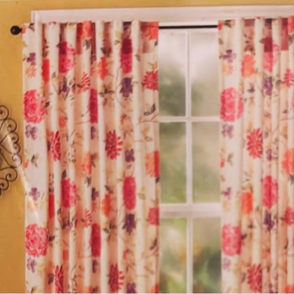 PIER 1 Imports Vintage Raleigh Floral Window Panel Curtains Set Of Two curtains